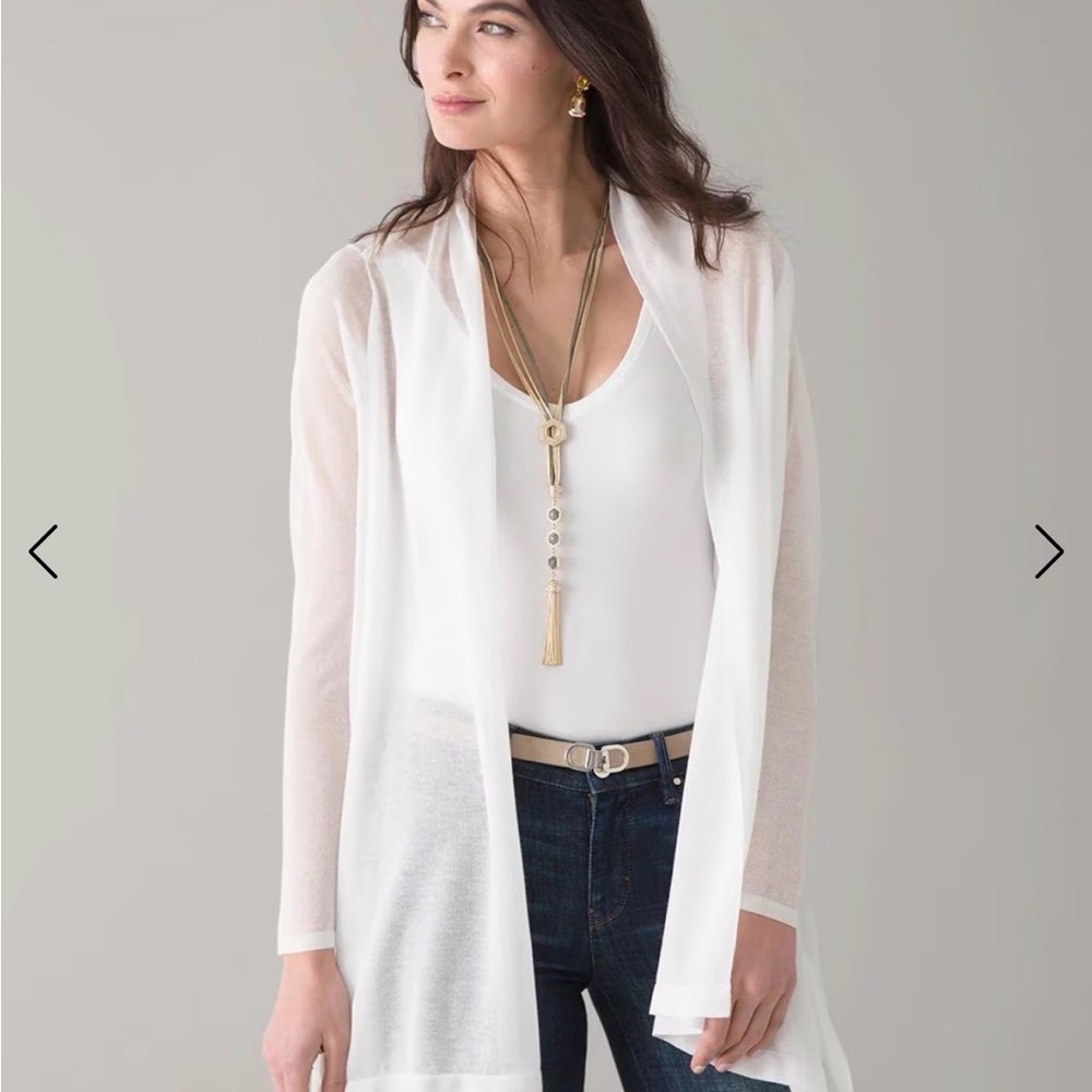 White House Black Market Sheer Open-Front White Women's Cardigan XS